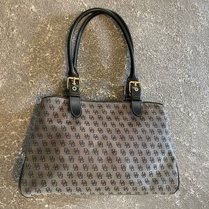 Dooney & Bourke Brown Monogram Shoulder Bag with Black Trim